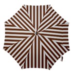 Vertical Stripes - White and Auburn Brown Hook Handle Umbrella (Small)