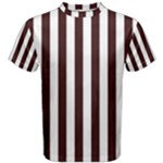 Vertical Stripes - White and Dark Sienna Brown Men s Cotton Tee
