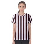 Vertical Stripes - White and Dark Sienna Brown Women s Cotton Tee