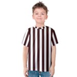 Vertical Stripes - White and Dark Sienna Brown Kid s Cotton Tee