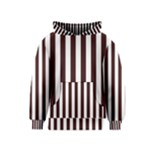 Vertical Stripes - White and Dark Sienna Brown Kid s Pullover Hoodie