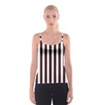 Vertical Stripes - White and Dark Sienna Brown Spaghetti Strap Top