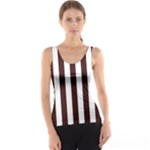 Vertical Stripes - White and Dark Sienna Brown Tank Top