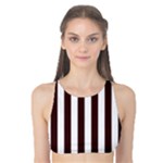 Vertical Stripes - White and Dark Sienna Brown Tank Bikini Top
