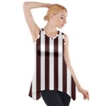 Vertical Stripes - White and Dark Sienna Brown Side Drop Tank Tunic