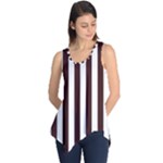 Vertical Stripes - White and Dark Sienna Brown Sleeveless Tunic
