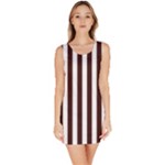 Vertical Stripes - White and Dark Sienna Brown Bodycon Dress