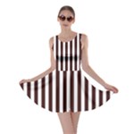 Vertical Stripes - White and Dark Sienna Brown Skater Dress