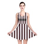 Vertical Stripes - White and Dark Sienna Brown Reversible Skater Dress