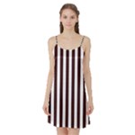 Vertical Stripes - White and Dark Sienna Brown Satin Night Slip