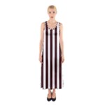 Vertical Stripes - White and Dark Sienna Brown Full Print Maxi Dress