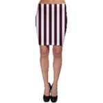 Vertical Stripes - White and Dark Sienna Brown Bodycon Skirt