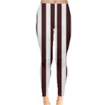 Vertical Stripes - White and Dark Sienna Brown Women s Leggings