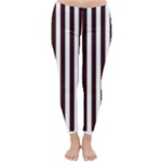 Vertical Stripes - White and Dark Sienna Brown Winter Leggings