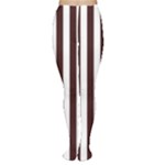 Vertical Stripes - White and Dark Sienna Brown Women s Tights