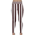 Vertical Stripes - White and Dark Sienna Brown Yoga Leggings
