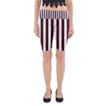 Vertical Stripes - White and Dark Sienna Brown Yoga Cropped Leggings