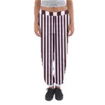 Vertical Stripes - White and Dark Sienna Brown Women s Jogger Sweatpants