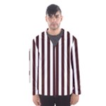 Vertical Stripes - White and Dark Sienna Brown Hooded Wind Breaker (Men)