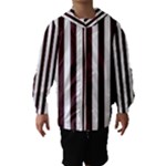 Vertical Stripes - White and Dark Sienna Brown Hooded Wind Breaker (Kids)