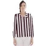 Vertical Stripes - White and Dark Sienna Brown Wind Breaker (Women)
