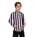 Vertical Stripes - White and Dark Sienna Brown Wind Breaker (Kids)
