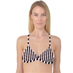 Vertical Stripes - White and Dark Sienna Brown Reversible Tri Bikini Top