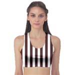 Vertical Stripes - White and Dark Sienna Brown Women s Sports Bra
