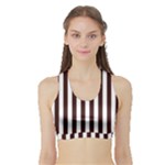 Vertical Stripes - White and Dark Sienna Brown Women s Sports Bra with Border