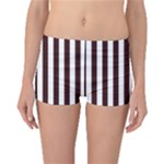 Vertical Stripes - White and Dark Sienna Brown Boyleg Bikini Bottoms