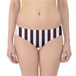 Vertical Stripes - White and Dark Sienna Brown Hipster Bikini Bottoms
