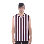 Vertical Stripes - White and Dark Sienna Brown Men s Basketball Tank Top