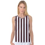 Vertical Stripes - White and Dark Sienna Brown Women s Basketball Tank Top