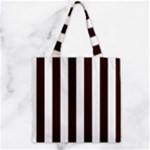 Vertical Stripes - White and Dark Sienna Brown Zipper Grocery Tote Bag