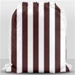 Vertical Stripes - White and Dark Sienna Brown Drawstring Bag (Large)
