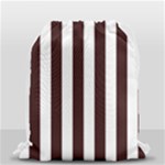 Vertical Stripes - White and Dark Sienna Brown Drawstring Bag (Small)