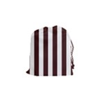 Vertical Stripes - White and Dark Sienna Brown Drawstring Pouch (S)
