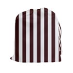 Vertical Stripes - White and Dark Sienna Brown Drawstring Pouch (XXl)