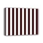 Vertical Stripes - White and Dark Sienna Brown Deluxe Canvas 14  x 11  (Stretched)