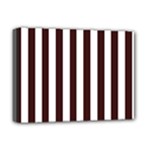 Vertical Stripes - White and Dark Sienna Brown Deluxe Canvas 16  x 12  (Stretched)