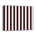 Vertical Stripes - White and Dark Sienna Brown Deluxe Canvas 20  x 16  (Stretched)