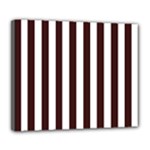 Vertical Stripes - White and Dark Sienna Brown Deluxe Canvas 24  x 20  (Stretched)