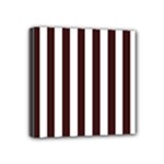 Vertical Stripes - White and Dark Sienna Brown Mini Canvas 4  x 4  (Stretched)