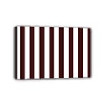 Vertical Stripes - White and Dark Sienna Brown Mini Canvas 6  x 4  (Stretched)