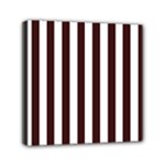 Vertical Stripes - White and Dark Sienna Brown Mini Canvas 6  x 6  (Stretched)