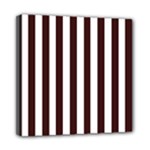 Vertical Stripes - White and Dark Sienna Brown Mini Canvas 8  x 8  (Stretched)