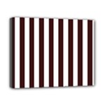 Vertical Stripes - White and Dark Sienna Brown Canvas 10  x 8  (Stretched)