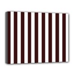 Vertical Stripes - White and Dark Sienna Brown Canvas 14  x 11  (Stretched)