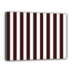 Vertical Stripes - White and Dark Sienna Brown Canvas 16  x 12  (Stretched)
