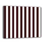 Vertical Stripes - White and Dark Sienna Brown Canvas 20  x 16  (Stretched)